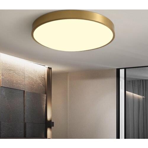 Copper ceiling lamp Modern minimalist American Nordic brass bedroom study aisle balcony ceiling lamp