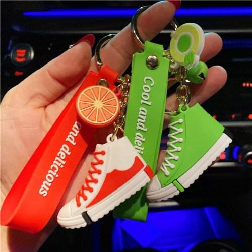 Fashion creative fruit sports shoes anime key chain cute cartoon simulation personality key chain couple car bag key chain