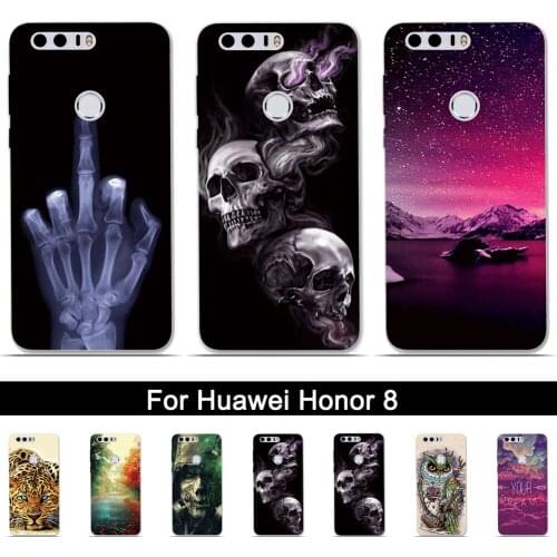 Soft TPU Case for Huawei Honor 8 FRD-L19 L14 Animal Silicone Painting Back Phone Cover For Huawei Honor8 phone shells fundas