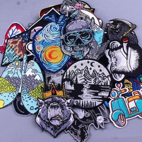 Pulaqi Mountain Adventure Patches On Clothes Punk Skull Biker Patches For Clothing Cartoon Iron On Patches Animal Letter Praches
