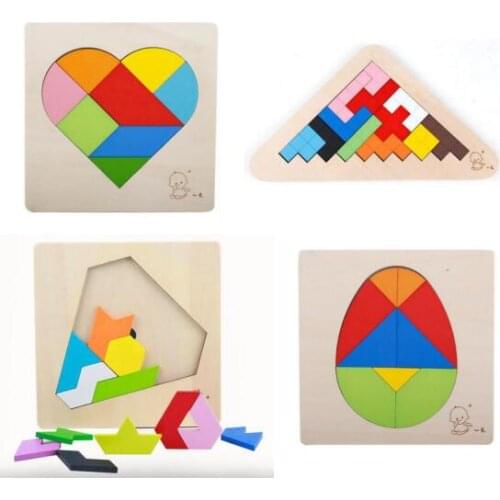 New Wooden Puzzle Mind Logic Educational Tangram Puzzles Game Toys for Children Kids