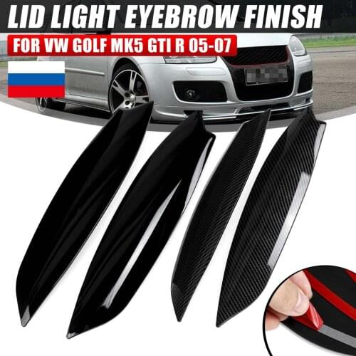 Pair CarbonLook Headlights Eyebrow Eyelids Chrome Trim Cover For Volkswagen For VW GOLF MK5 GTI R 2005 2006 2007 Car Styling