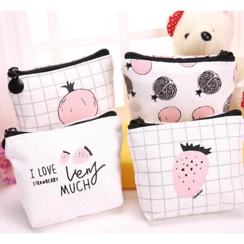 Stawberry canvas gift bag cartoon fruits pomegranate purse coin bag wedding birthday party favors for women girl children