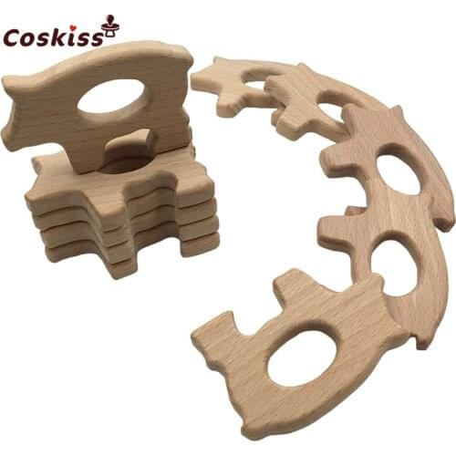 Beech Wooden Teether Aniamls Pig Timber Roe Bambi Food Grade Wood DIY Nursing Necklace Charms