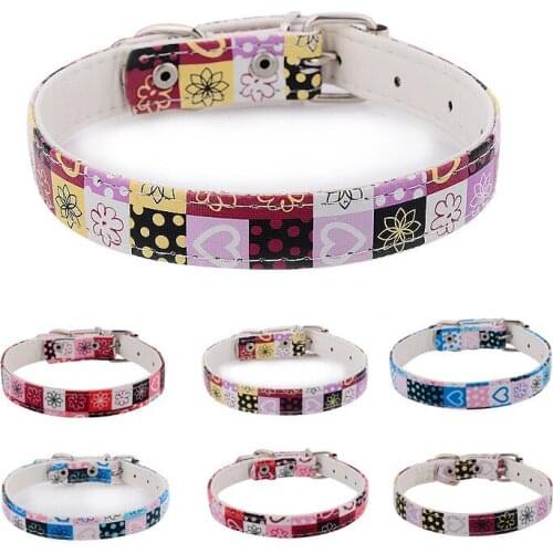 Simple Leather Dog Collar Lovely Spot Cartoon Pet Collar for Puppy Small and Medium Dog and Cat Pet Supplies Dog Leash