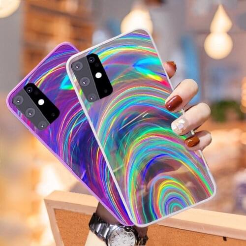 LOVECOM Luxury Laser Phone Case For Samsung S21 Plus S20 S10 S9 S8 Plus Note 8 9 10 Note 10 Pro Rainbow Case Soft Back Cover