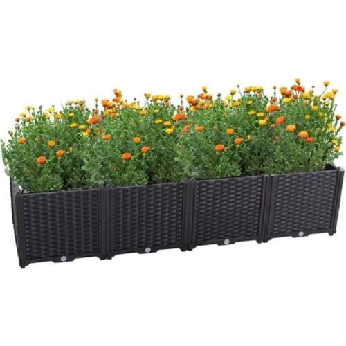 Garden Planter Growing Box Pots Single Row Deepened Vegetables Flowers Succulents Patio Yard Black HP020-7/8/9/10/11