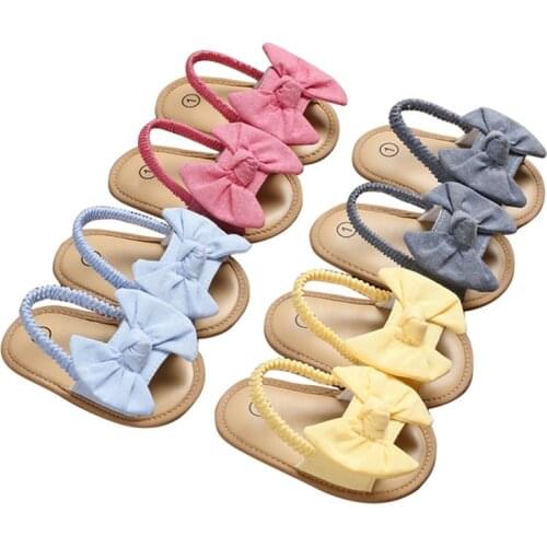 New Baby Girls Bow Knot Sandals Summer Soft Sole Flat Princess Shoes Infant Non-Slip Baby Toddler Shoes
