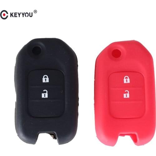 KEYYOU Silicone Car Key Fob Pocket Cover Case For Honda Accord Civic CR-V HR-V Jade Crider Odyssey 2 Buttons Key Protector Cover