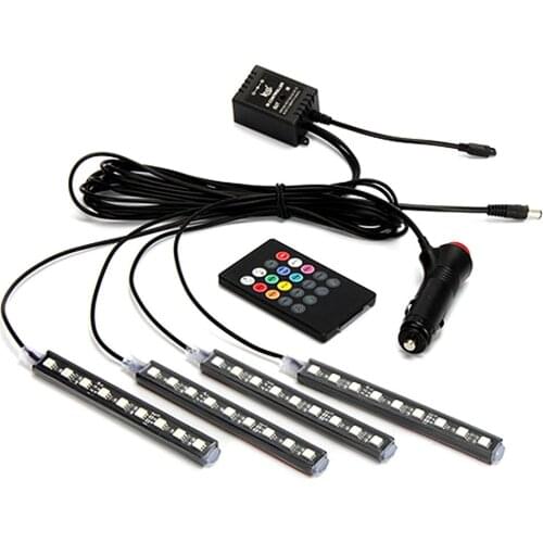 2019 New 12V Car RGB LED DRL 4Pcs Strip Light Car Auto Decorative Flexible LED Strips Atmosphere Lamp Light Kit M8617
