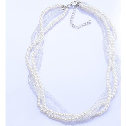 Vintage Multilayer Simulated Pearl Transparent Beads Necklace New Korean Female Collar Choker for Women Wedding Party Jewelry