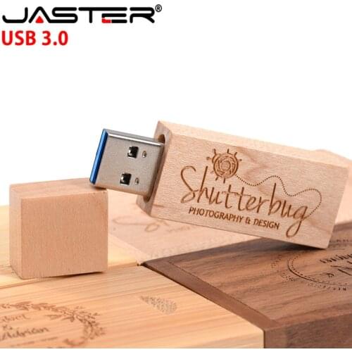JASTER USB 3.0 photography gift External Storage (free custom logo) wooden+box thumb drive 4GB/16GB/32GB/64GB free shipping