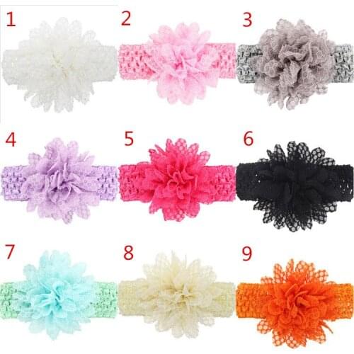 Yundfly 10pcs Children Girls Elastic Cotton Flower Headband Kids Hair Bows Elastic Hair Band Little Girls Headwear Bandage