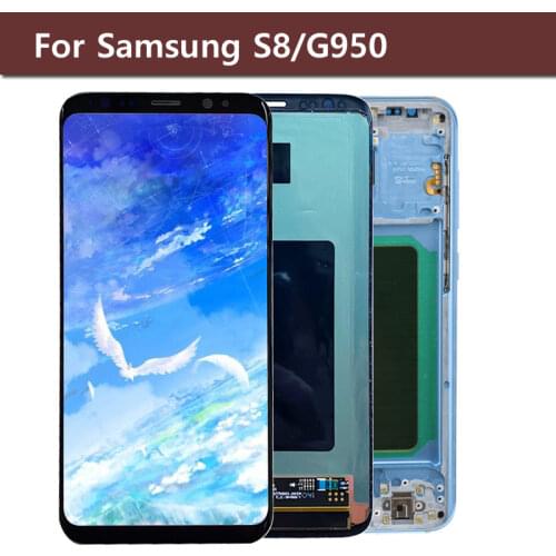 Super AMOLED For Samsung galaxy S8 G950 Lcd Display Touch Screen Digitizer Assembly For Samsung S7 G930 G930F lcd with Frame