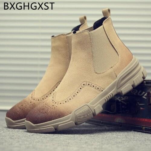 Winter snow boots chelsea boots men Coiffeur fashion 2020 brogue shoes men boots genuine leather designer shoes men high quality