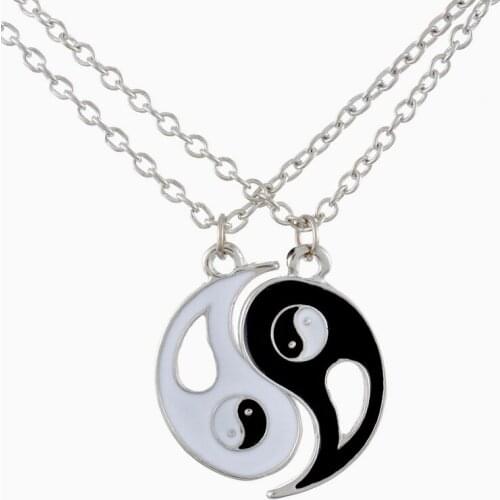 1 Pair! Best Friends Necklaces Yin Yang Necklaces Two Bagua Mosaic Pendant Necklace Gift Choice Drop Shipping