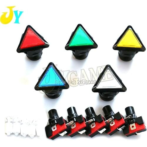 1PCS 12V LED Light Lamp 39MM Triangle Push Button Arcade Video Game Player Push Button Switch