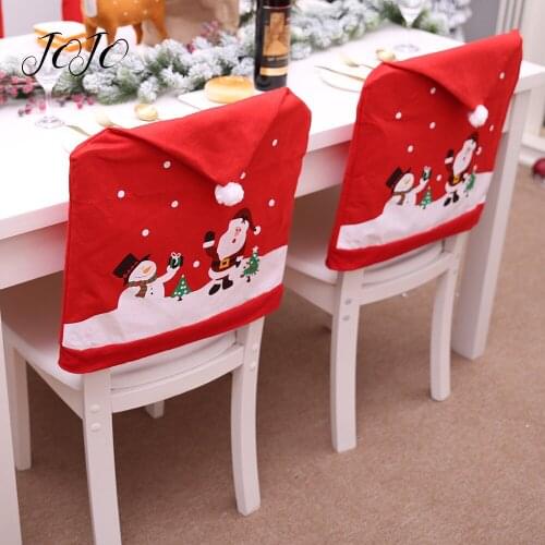 JOJO BOWS 1pc Christmas New Printed Chair Cover Party Holiday DIY Decoration Snowman Santa Claus Christmas Decoration For Home