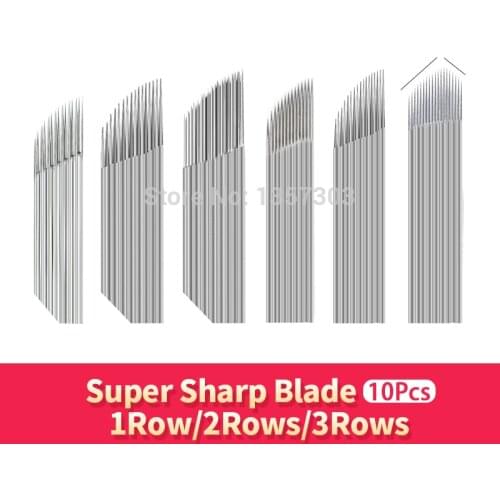10pcs 3Rows 2Rows tattoo Needle Accessories Permanent Makeup Sterilized Purple tebori Microblading Blade For Eyebrow Lip