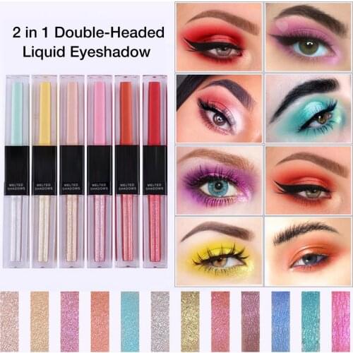 2 in 1 Double-Headed Liquid Eyeshadow for Eye Makeup Long Lasting Waterproof Stain-proof Sweat-proof Durable and Quick-drying