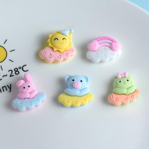 20Pcs Newest Resin Cloud Animal Bear Frog Rabbit For Child Scrapbooking Accessories Kawaii FlatBack Hair Bow Jewelry DIY Making