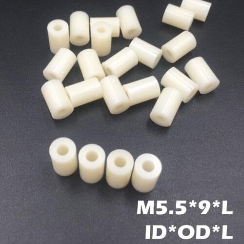 200pcs M5.5 5.5*9*20 5.5x9x20 5.5*9*25 5.5x9x25 ID*OD*L ABS Plastic Nylon Round Column Insulation Shim Washer Standoff Spacer