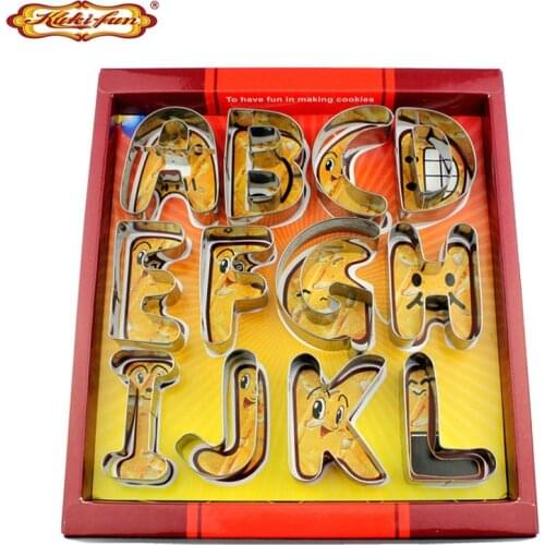 Kuki-fun Big Size Alphabet Letters Cookie Cutter Set Stainless Steel Biscuit Mold Fondant Cutter Cake Decorating Tools