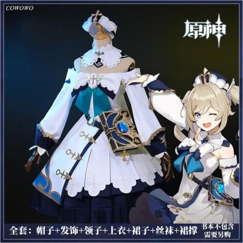 Anime! Genshin Impact Barbara Initial Game Suit Elegant Dress Lovely Uniform Cosplay Costume Halloween Outfit For Women 2020 NEW