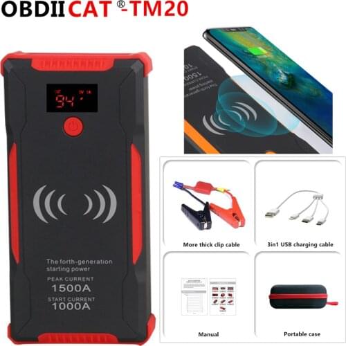 High capacity TM20 car jump starter Power Bank 1500A Portable Car Battery Booster Charger 12V Starting Device For Petrol Diesel