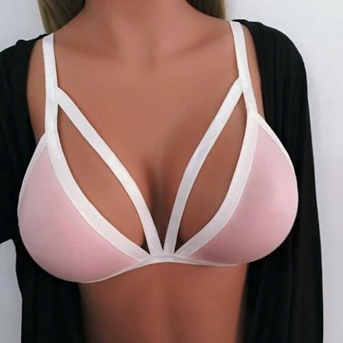 Womens Sexy Pure Bralette Pure Three Quarters Unpadded Bra Solid Underwear Wire Free Non-Convertible Straps bar