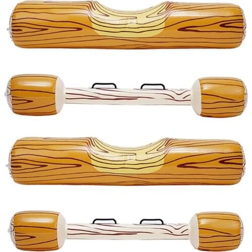 Log Rafts Inflatable Pool Float Row Toys Cushion&Hand Stick for Kids/Friends Float Water Toys Realistic Log Pafts Shaped