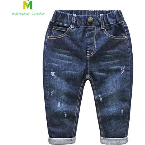Baby jeans children cotton blue denim trousers little boy outwear kids elastic waist pants spring causal pants infant clothes pa