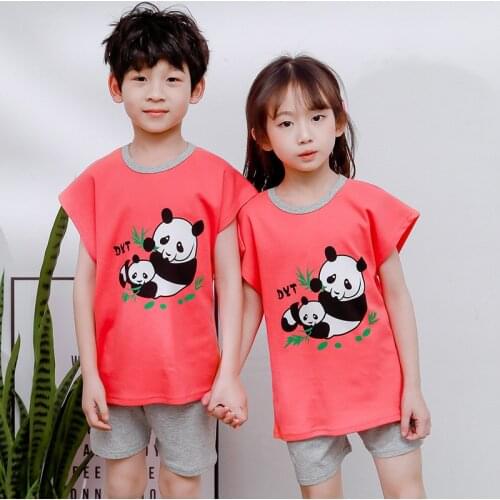 Baby Panda Pajamas Kids Pajama Sets Cotton Boys Sleepwear Summer Girls Clothes Pijamas Tops+Pants 2pcs Boys Clothes Pajamas
