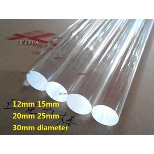 Length: 500mm 20mm 25mm 30mm diameter PMMA organic glass bar Acrylic round rod CRYSTAL POINT light guide bar
