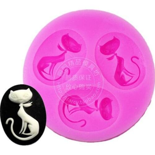 F086 Small Cat Silicone Fondant Mold Gum Paste Cake Decorating cake topper Mould
