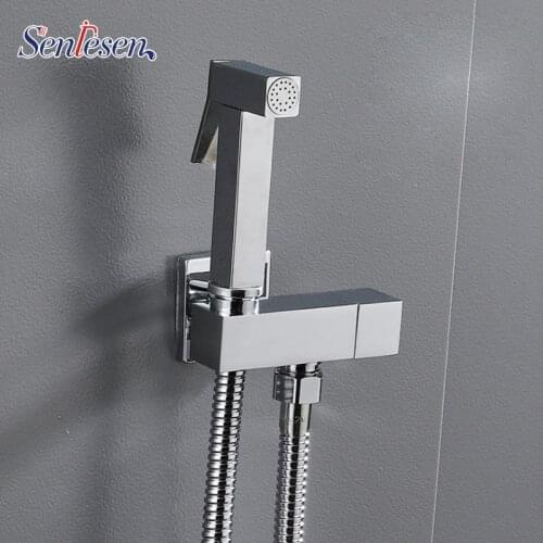 Bidets chrome bidet faucet mixer with hand sprayer brass bathroom bidet toilet muslin shower clean faucet hygienic shower