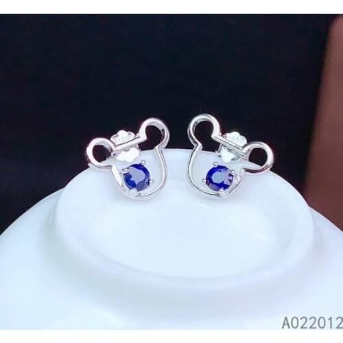 KJJEAXCMY fine jewelry natural sapphire 925 sterling silver fashion girl earrings new Ear Studs support test hot selling