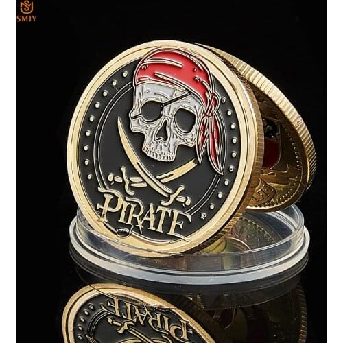 2020 Treasure Island Bay Gold Coin Skull Pirate Ship Collectible Sailing Challenge Token Vaule Coin