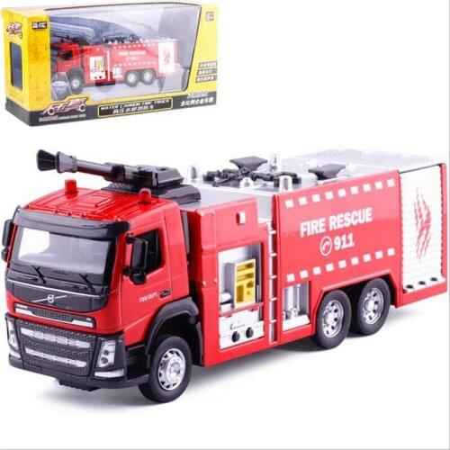 Diecast 1:32 Scale High Pressure Water Tanker Fire Truck Alloy Model Carssound and Light Engineering Car Gift Display Kids Toys