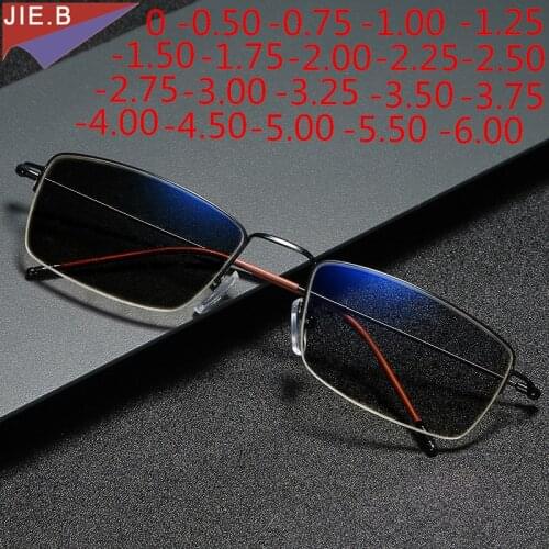 New Titanium Alloy Mens And Womens Fashion Finished Photochromic Sunglasses Myopia Glasses 0 -0.5 -0.75 -1.0 to -6