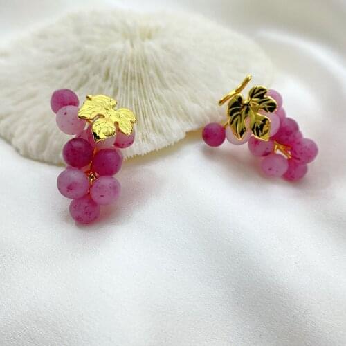 Japan and South Koreas new grape earrings womens European and American fashion network red earrings