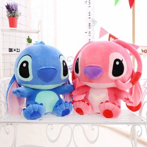 40-80cm Genuine Disney Stitch Plush Doll Movie Anime Cartoon Plush Stuffed Child Kawaii Blue Pink Lilo & Stitch Girl Toys Gift