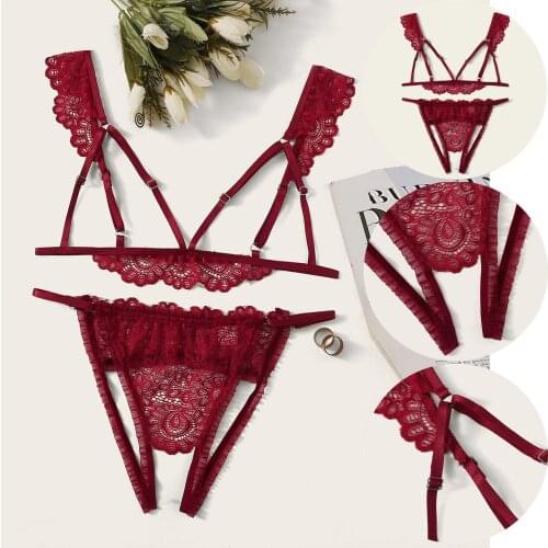 Porn Hot Womens Lingerie Set Hot Women Sexy Lace Bra Sexy Panty Underwear G-string Babydoll Lace Erotic Lingerie Exotic Apparel