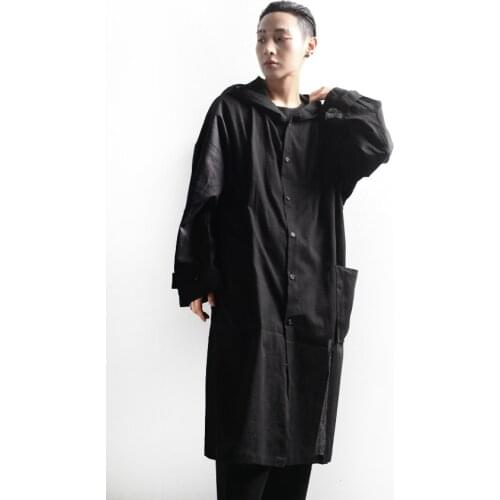 Casual mens thin windbreaker versatile loose linen windbreaker long sleeve Hooded Jacket summer oversized top