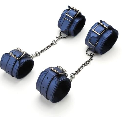 Adjustable Leather Wrist & Ankle Straps Set Home Indoor Sports Training Aid Tools, Blue