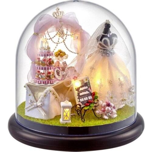 Christmas Gift Doll Ball House Furniture Miniature Wooden Miniaturas Bell Slass Dollhouse Toys Children Birthday Gifts