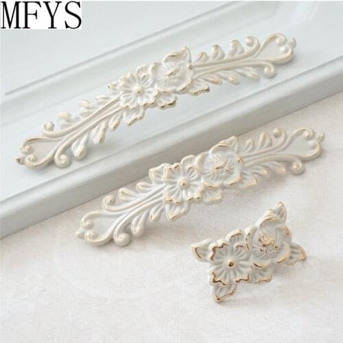 3.75" 5" Dresser Pulls Handles Knobs White Gold Pulls Handle Shabby Chic Kitchen Cabinet Pull Knob Decorative Hardware 96 128 mm