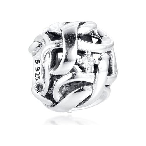 Silver bead Openwork Woven Infinity Charm Fits Original Charms Silver Bracelets For Woman DIY Beads kralen voor sieraden maken