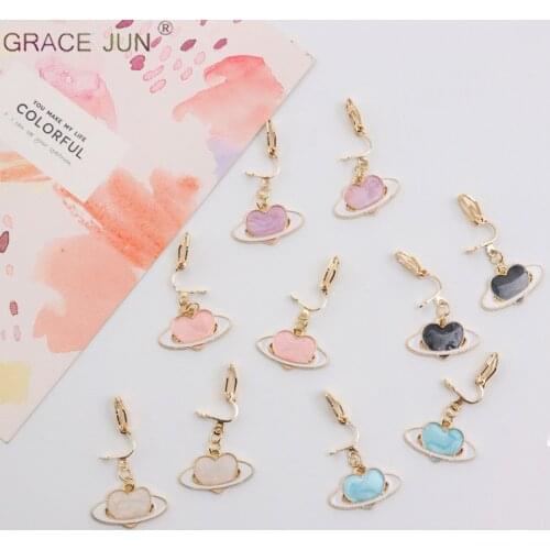 Korea Style Cute Clip on Earrings for Female Simple Surround Love Heart Girl Earrings Needn't Ear Hole Earrings Anti-allergy
