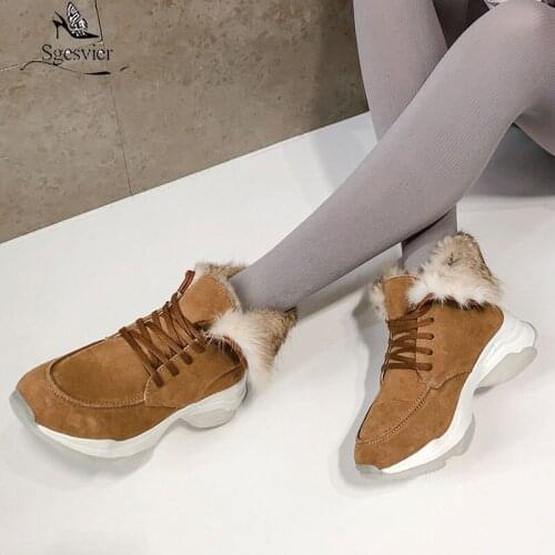Sgesvier Newest Comfortable Flats Platform Snow Boots Party Casual Office Shoes Woman Winter Warm Women Cow Suede Ankle Boots